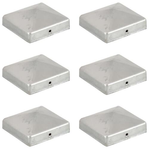 Pyramideformede stolpehætter 6 stk. 81x81 mm galvaniseret metal