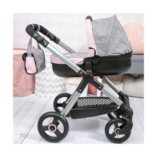 Lille Barnevogn til Dukker Reig Stule Pram Grå 63 cm
