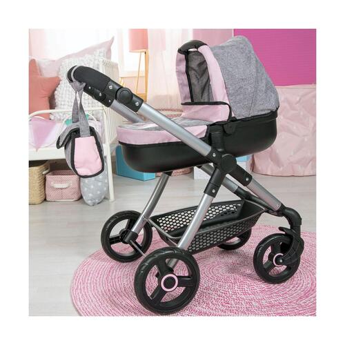 Lille Barnevogn til Dukker Reig Stule Pram Grå 63 cm
