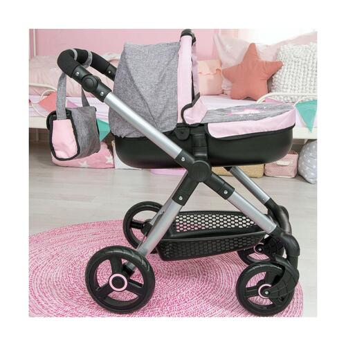 Lille Barnevogn til Dukker Reig Stule Pram Grå 63 cm