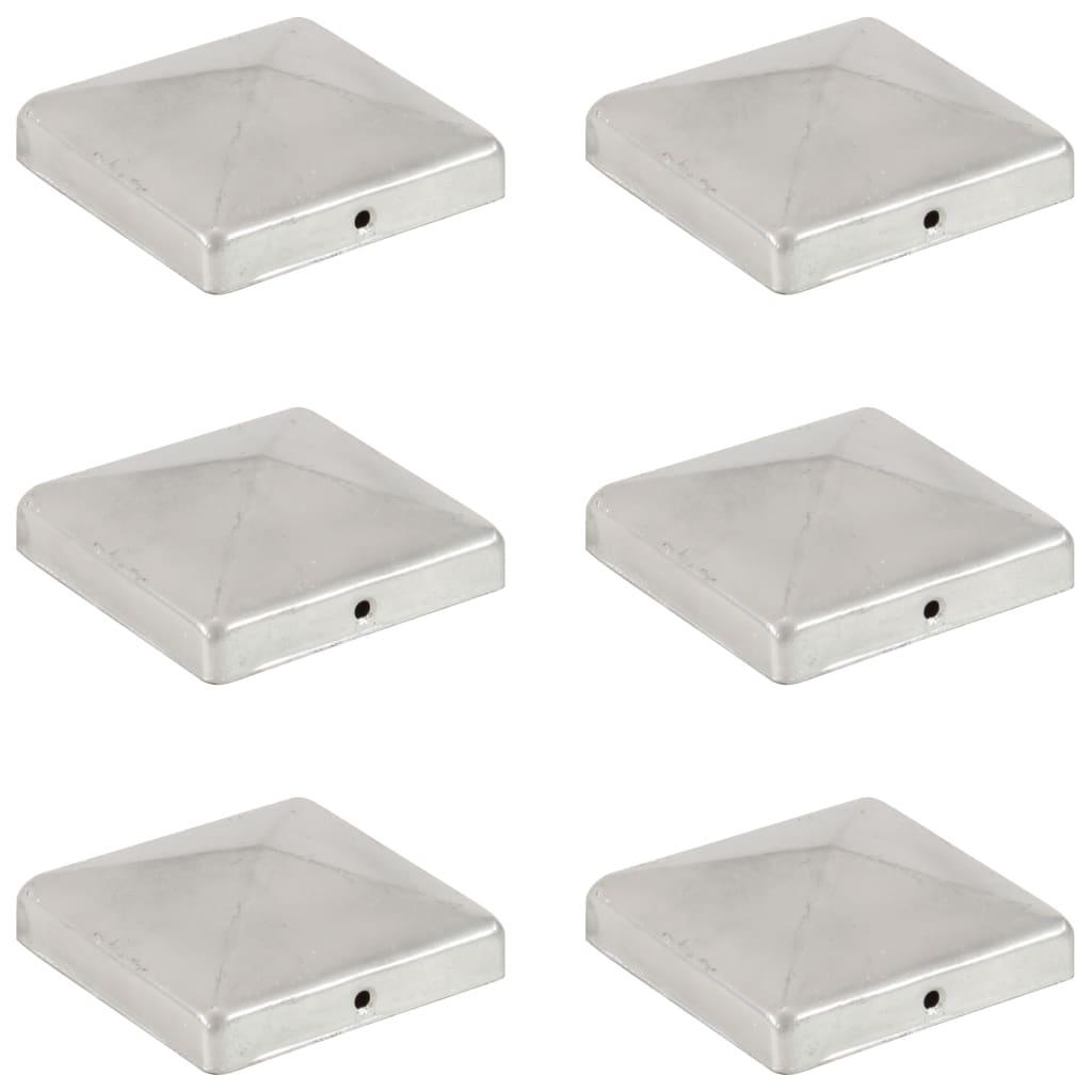 Pyramideformet stolpehætte 6 stk. 101x101 mm galvaniseret metal