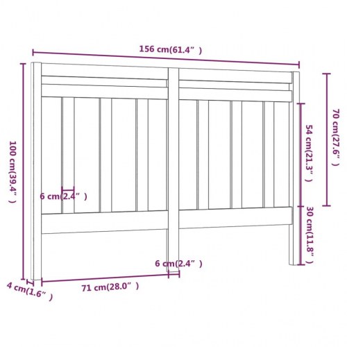 Sengegavl 156 × 4 × 100 cm i massivt fyrretræ - sort