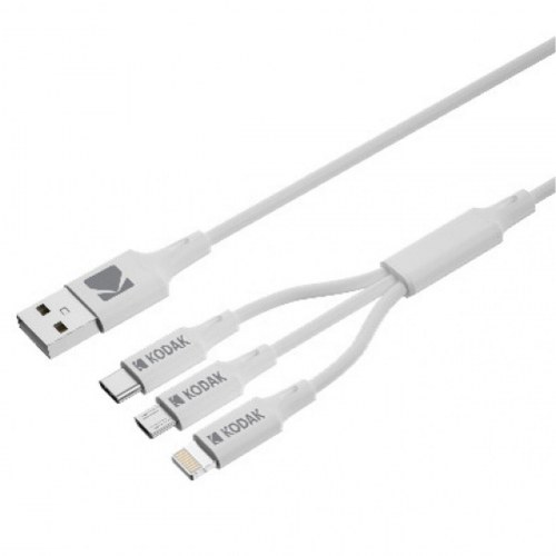 USB-kabel 3-i-1 Kodak - hvid/multifarvet