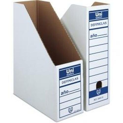 Unipapel tidsskriftholder - hvid pap, 12 stk., 33,5 × 26 × 10 cm