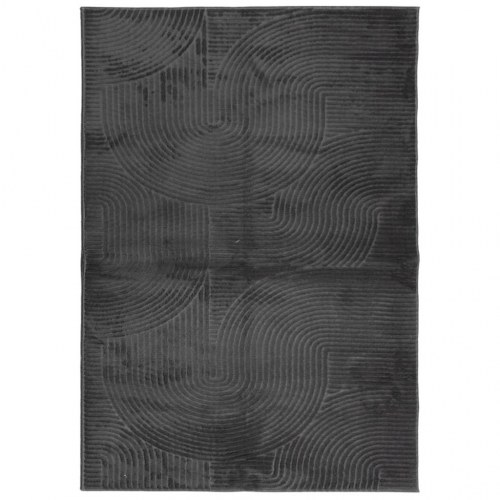 Gulvtæppe IZA 140×200 cm - kort luv, skandinavisk look, antracitgrå