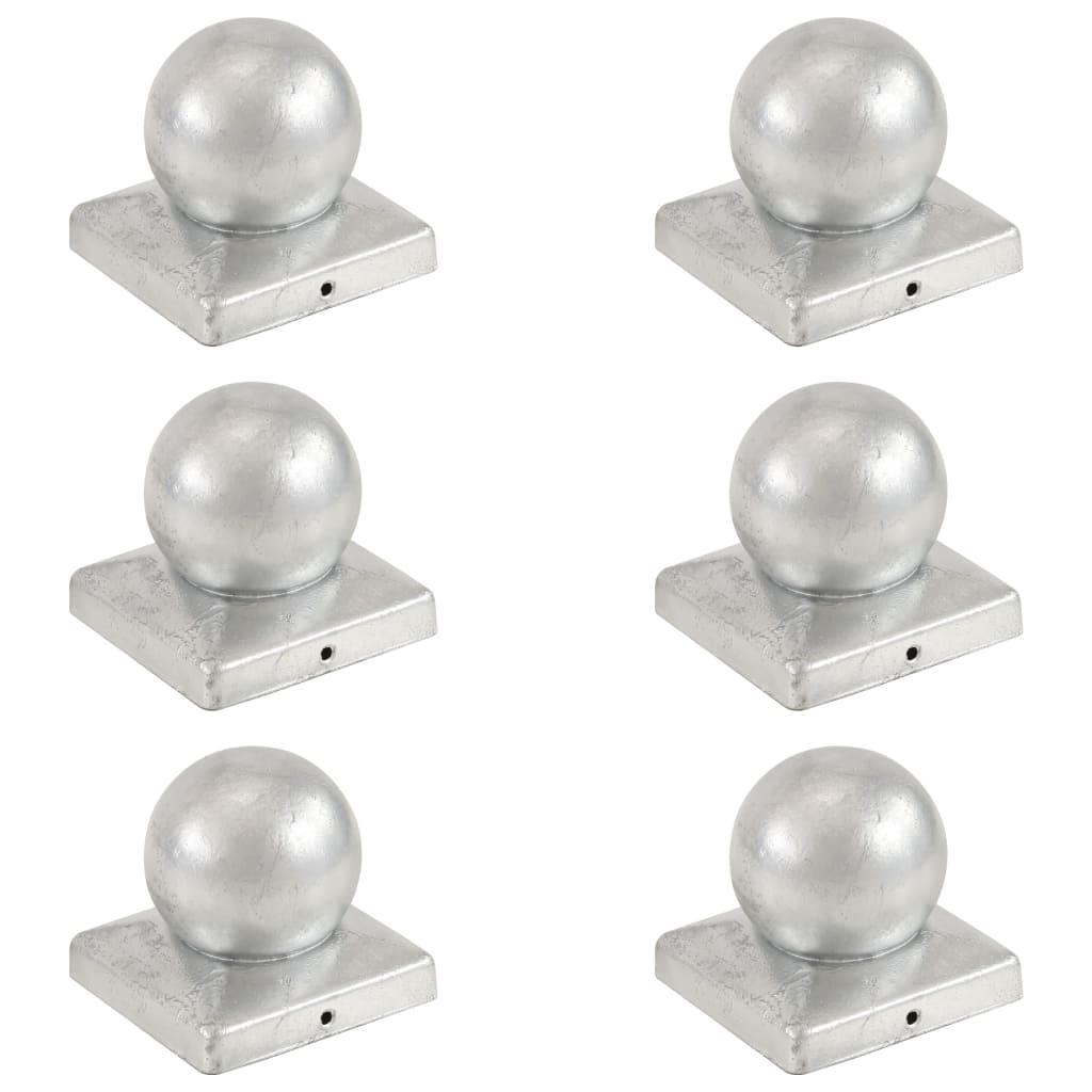 Globusformet stolpehætte 6 stk. til 101 x 101 mm stolper i galvaniseret metal