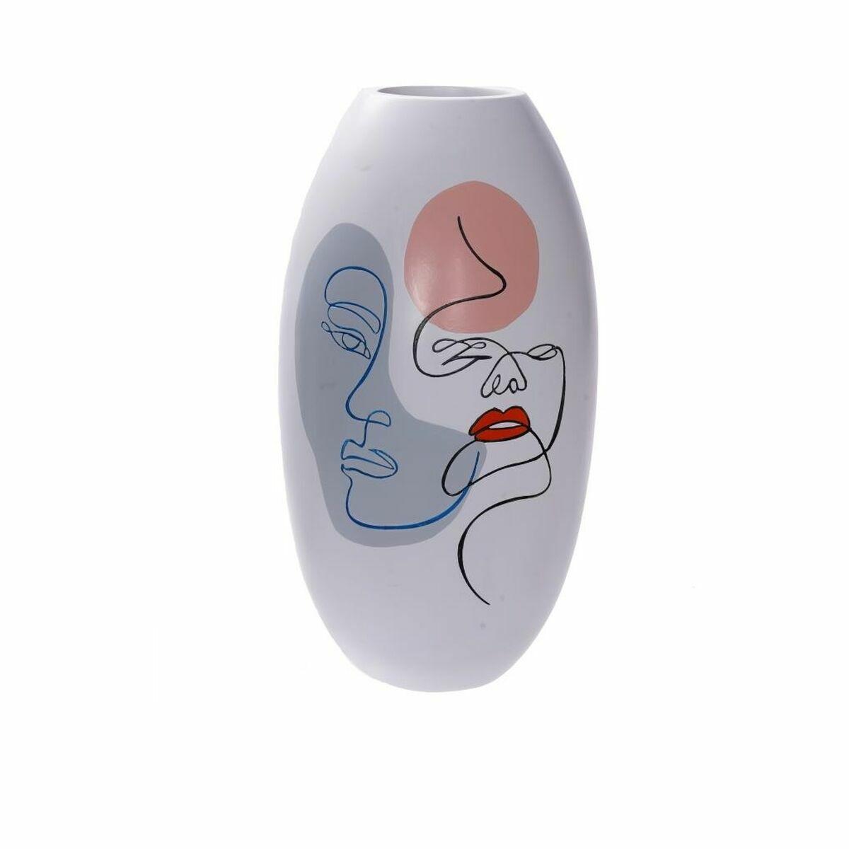 Vase Ansigt Hvid Harpiks Multifarvet 205 X 205 X 38 Cm