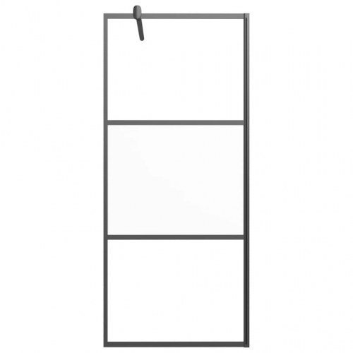 Brusevæg med hylde 80x195 cm sikkerhedsglas og aluminium sort