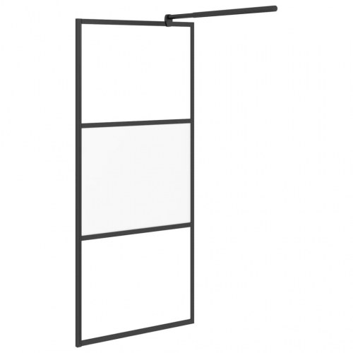 Brusevæg med hylde 80x195 cm sikkerhedsglas og aluminium sort