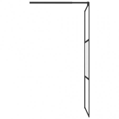 Brusevæg med hylde 80x195 cm sikkerhedsglas og aluminium sort