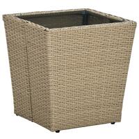 Tebord 41,5x41,5x44 cm polyrattan og hærdet glas beige