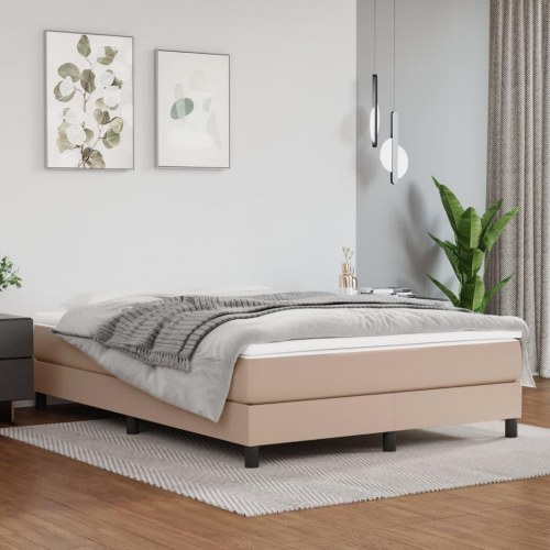 Boxspring sengeramme 140x190 cm i kunstlæder - cappuccino