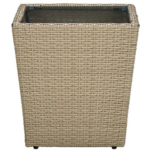 Tebord 41,5x41,5x44 cm polyrattan og hærdet glas beige