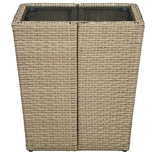 Tebord 41,5x41,5x44 cm polyrattan og hærdet glas beige