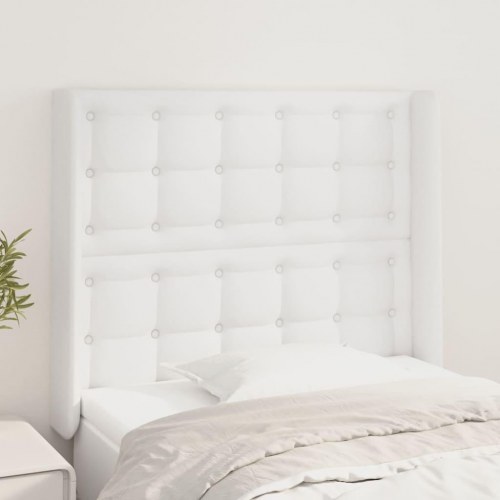 Sengegavl med kanter 93 x 16 x 118/128 cm - hvid