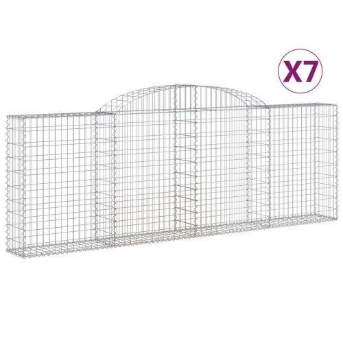 Buede gabionkurve - 7 stk. 300×30×100/120 cm i galvaniseret jern