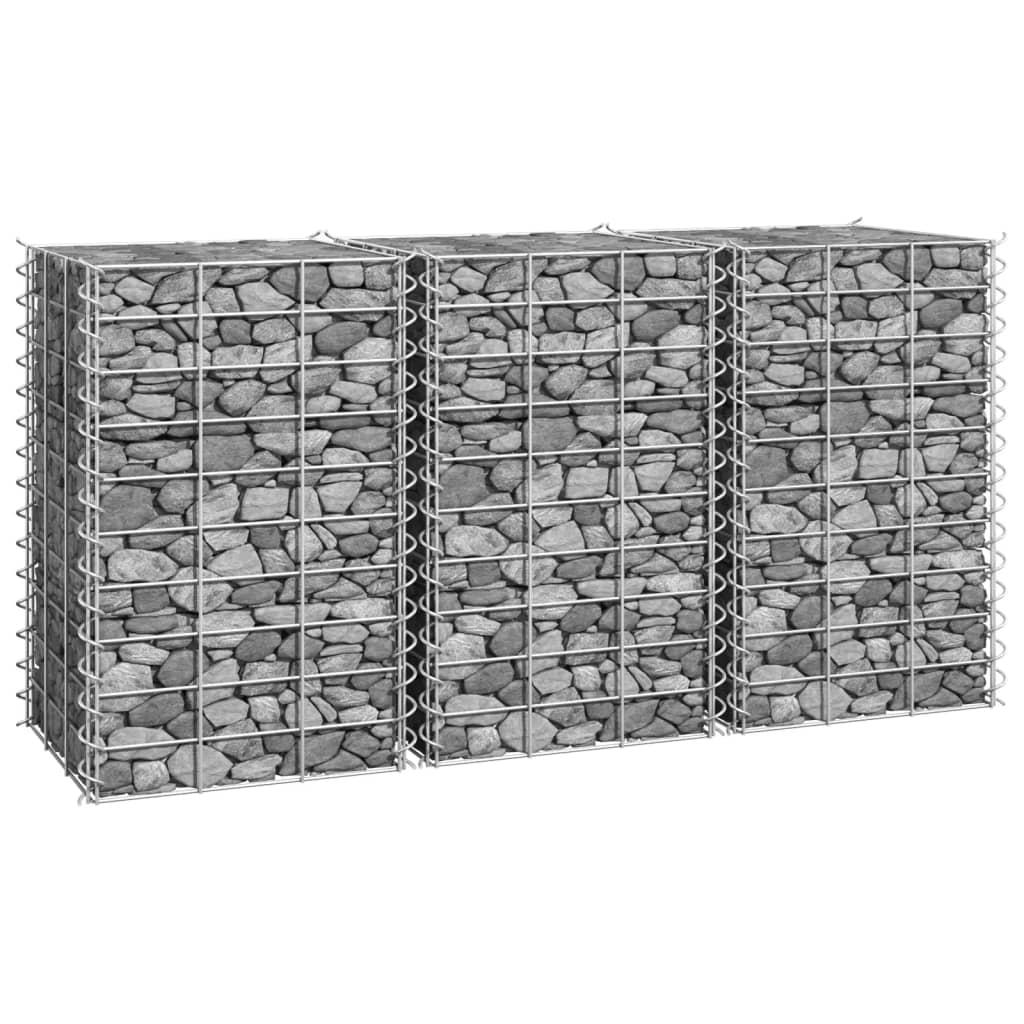 Gabion-højbede 3 stk. 30x30x50 cm jern