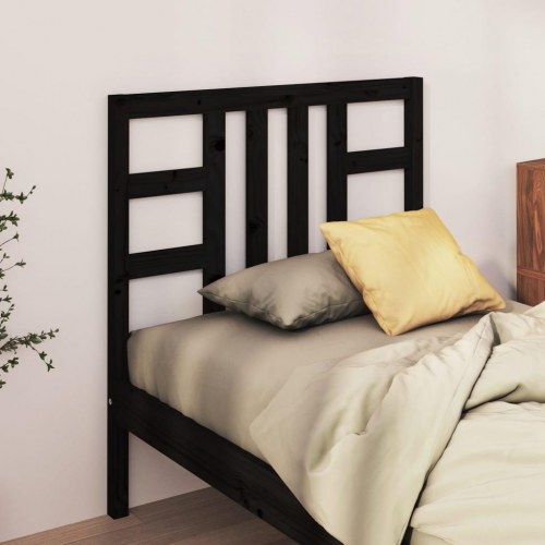 Sengegavl 81×4×100 cm i massivt fyrretræ - sort