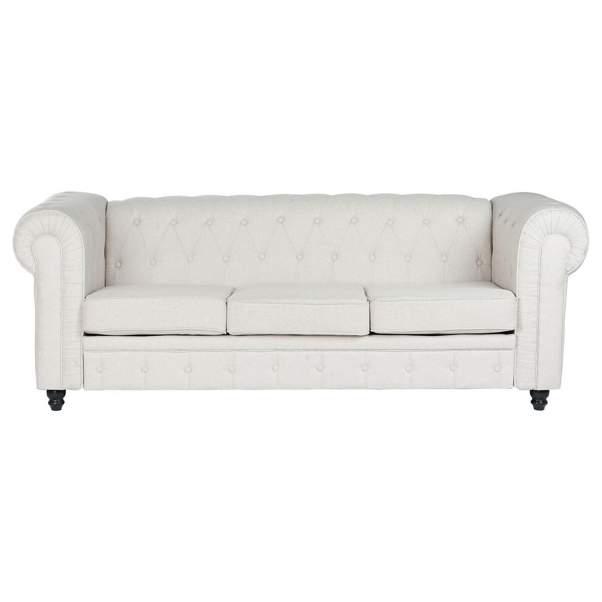 Sofa Hvid Brun Flødefarvet Træ 209