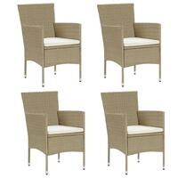 Spisebordsstole til haven 4 stk. polyrattan beige