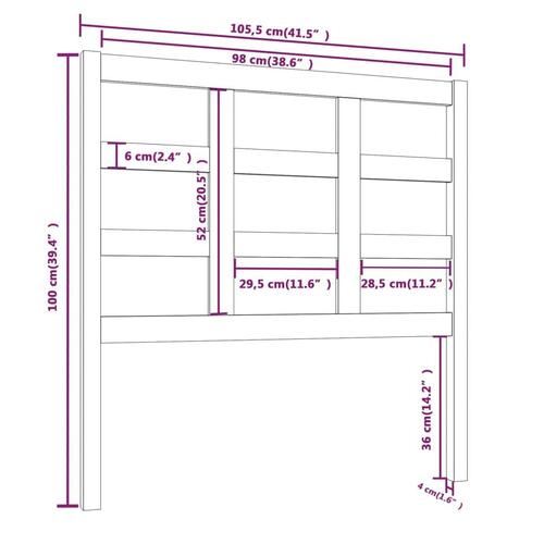 Sengegærde 105,5x4x100 cm massivt fyrretræ hvid