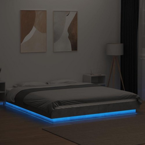 Sengeramme med LED-lys 150x200 cm - betongrå