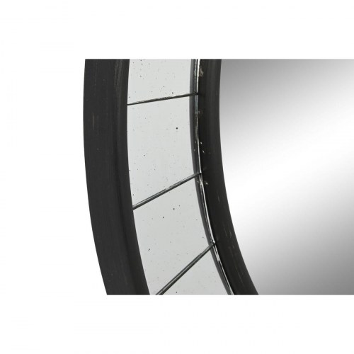 Fritstående rundt spejl i træ, sort - 88 × 5 × 88 cm
