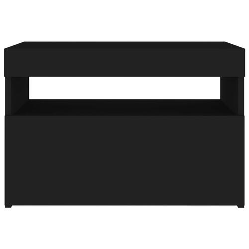 Sengebord med LED-lys 2 stk. 60x35x40 cm konstrueret træ sort