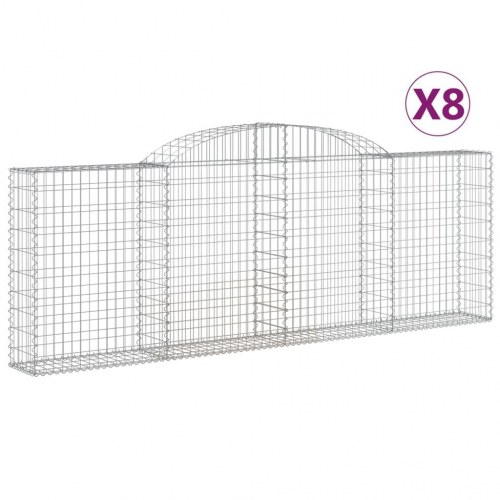 Buede gabionkurve - 8 stk. 300×30×100/120 cm i galvaniseret jern