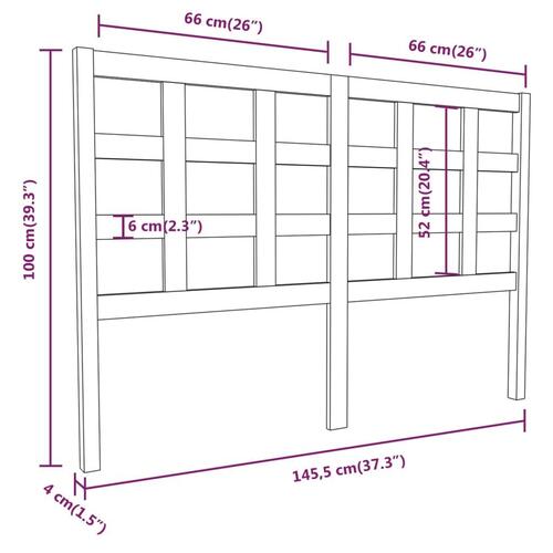 Sengegærde 145,5x4x100 cm massivt fyrretræ hvid