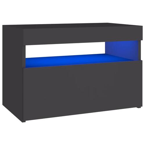 Sengeskab m. LED-lys 60x35x40 cm spånplade lysegrå