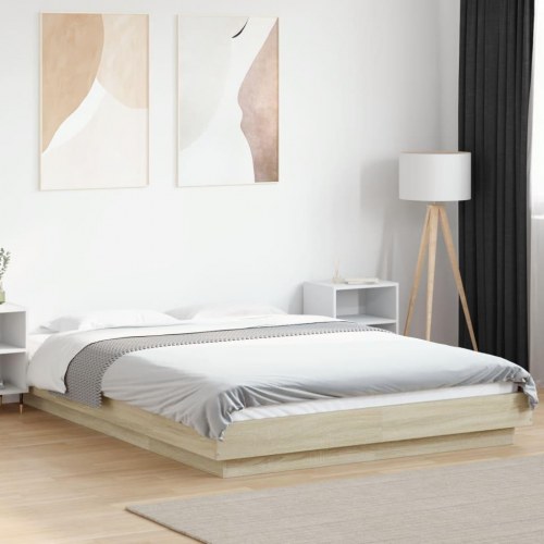 Sengeramme med LED-lys 120 x 200 cm - sonoma-eg