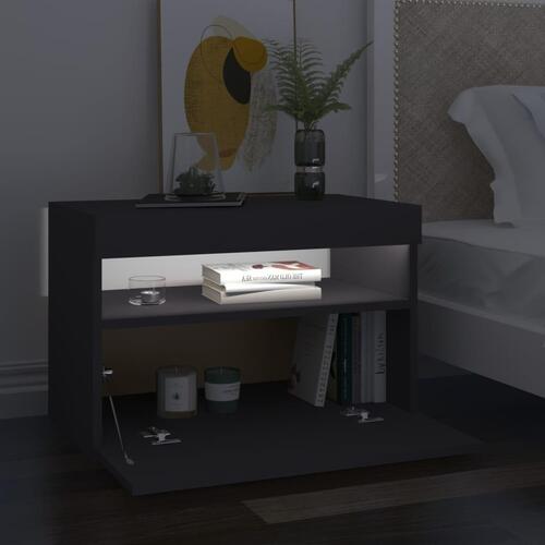 Sengeskab m. LED-lys 60x35x40 cm spånplade lysegrå