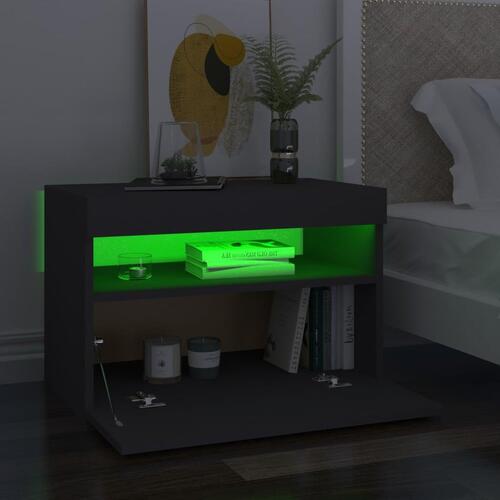 Sengeskab m. LED-lys 60x35x40 cm spånplade lysegrå