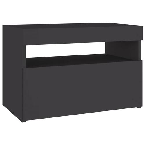 Sengeskab m. LED-lys 60x35x40 cm spånplade lysegrå