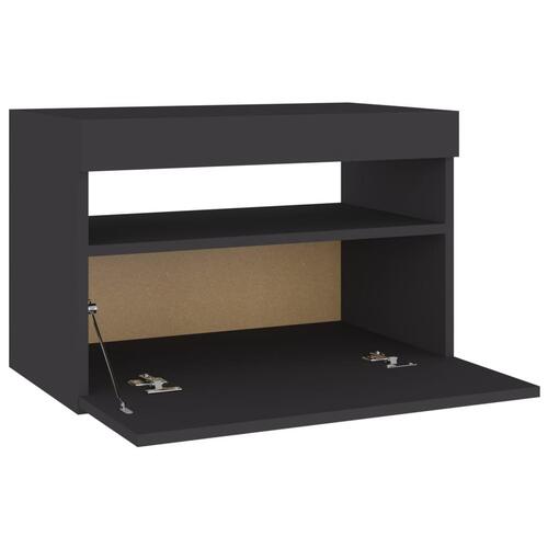 Sengeskab m. LED-lys 60x35x40 cm spånplade lysegrå