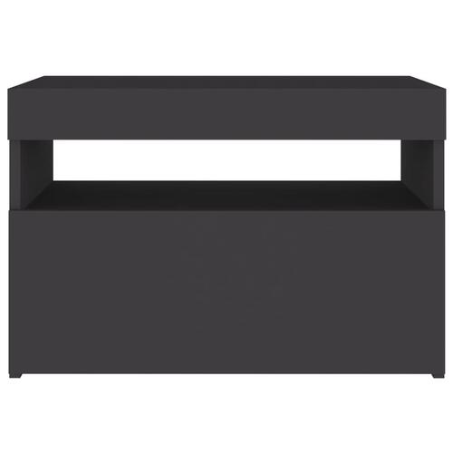 Sengeskab m. LED-lys 60x35x40 cm spånplade lysegrå