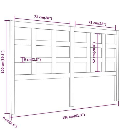 Sengegavl 156x4x100 cm massivt fyrretræ grå