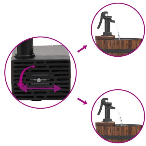 Fontæne med pumpe 44,5x44,5x58 cm massivt fyrretræ