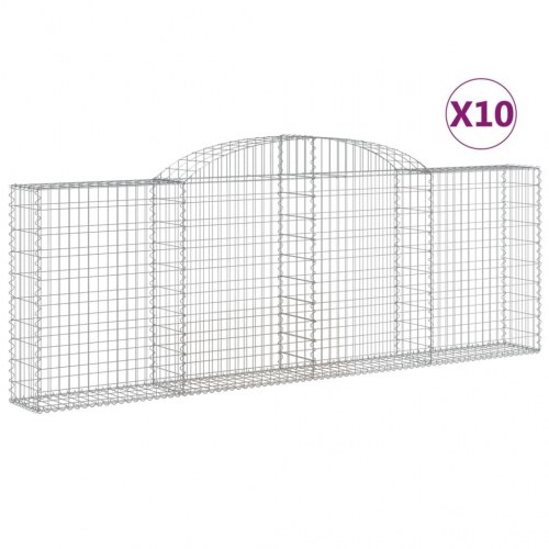 Buede gabionkurve - 10 stk. 300 × 30 × 100/120 cm i galvaniseret jern