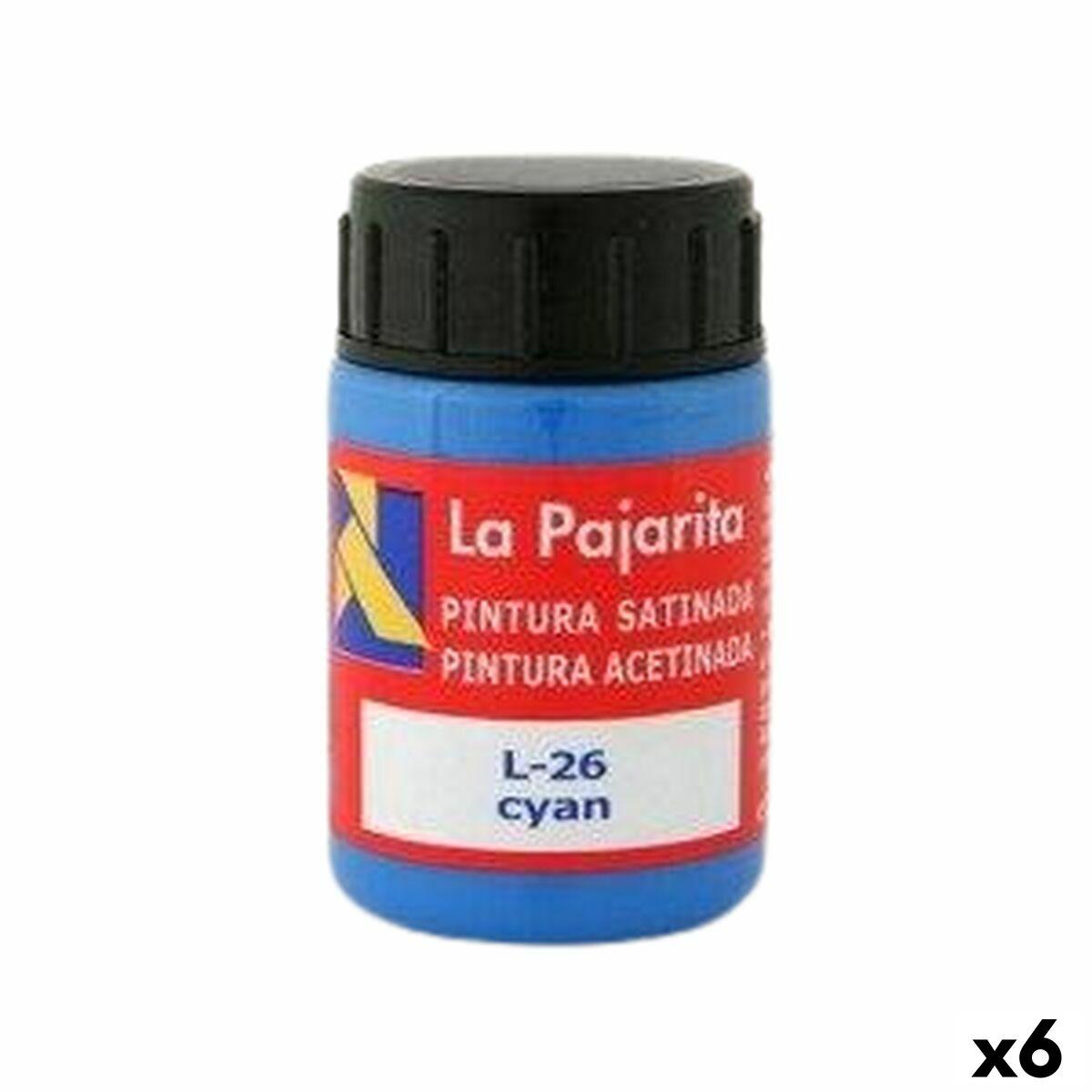 La Pajarita tempera maling - Cyan L-26, satin, 6 stk.
