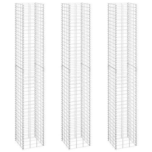 Gabion-højbede 3 stk. 30x30x200 cm jern