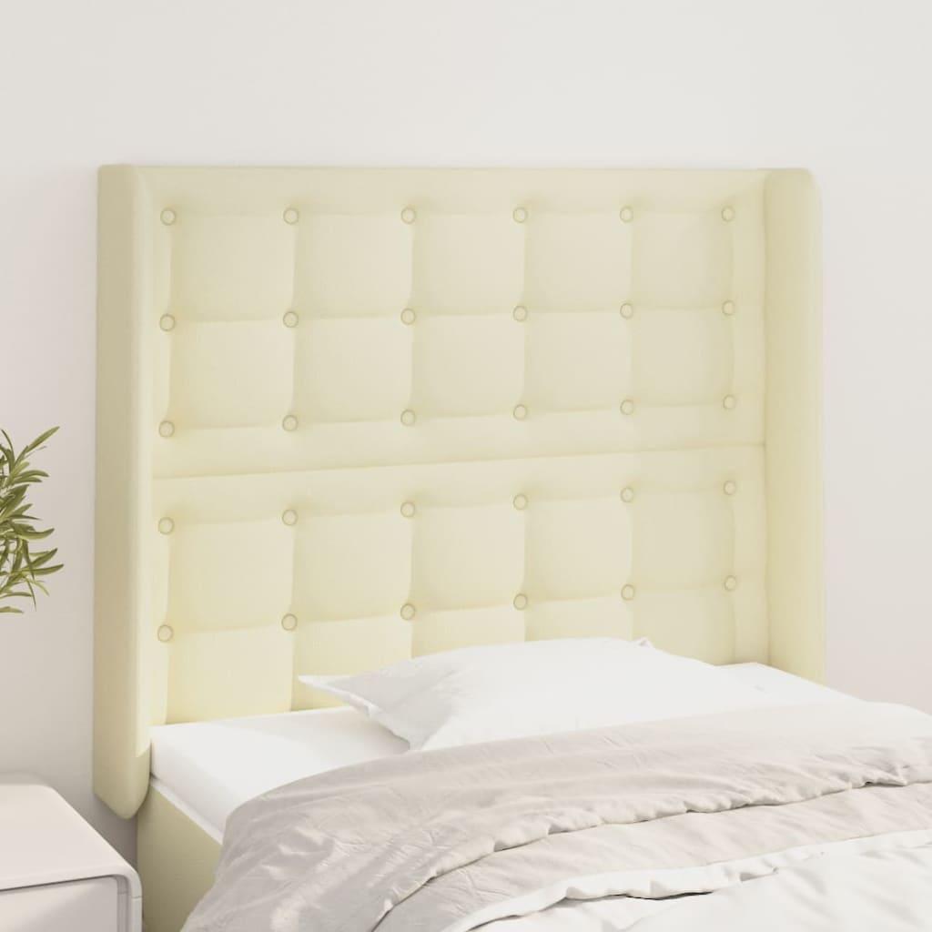 vidaXL sengegavl med kanter 103x16x118/128 cm kunstlæder cremefarvet