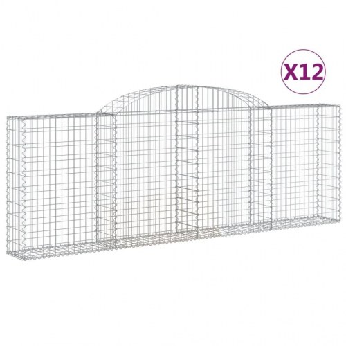 Buede gabionkurve - 12 stk. 300×30×100/120 cm i galvaniseret jern