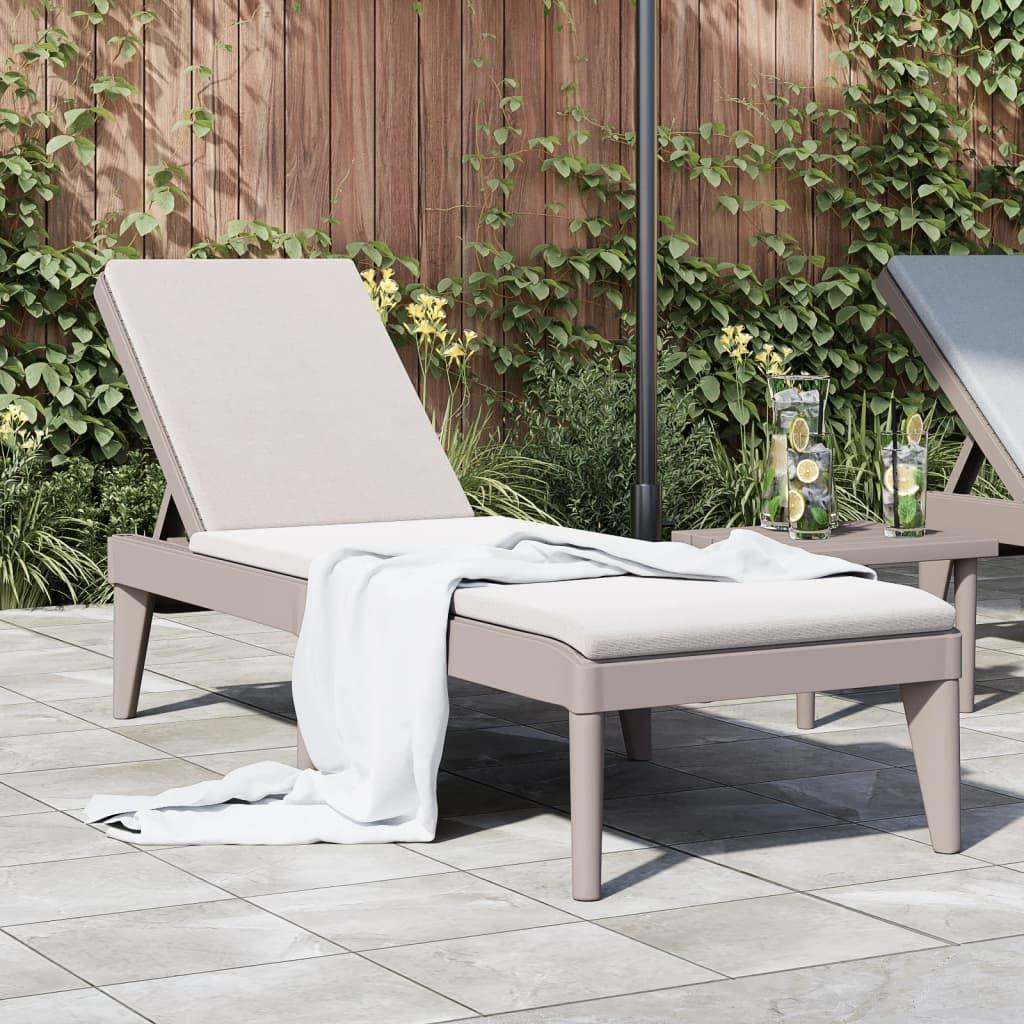 Liggestol i PP med rattan-look - cappuccino, 186×60×29 cm