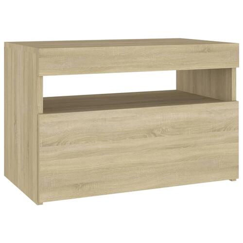 Sengebord med LED-lys 2 stk. 60x35x40 cm sonoma-eg