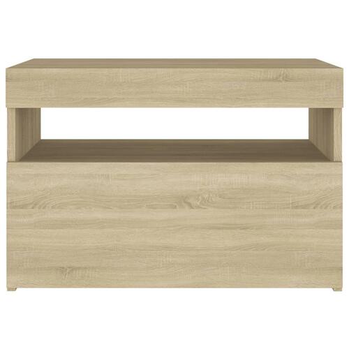 Sengebord med LED-lys 2 stk. 60x35x40 cm sonoma-eg