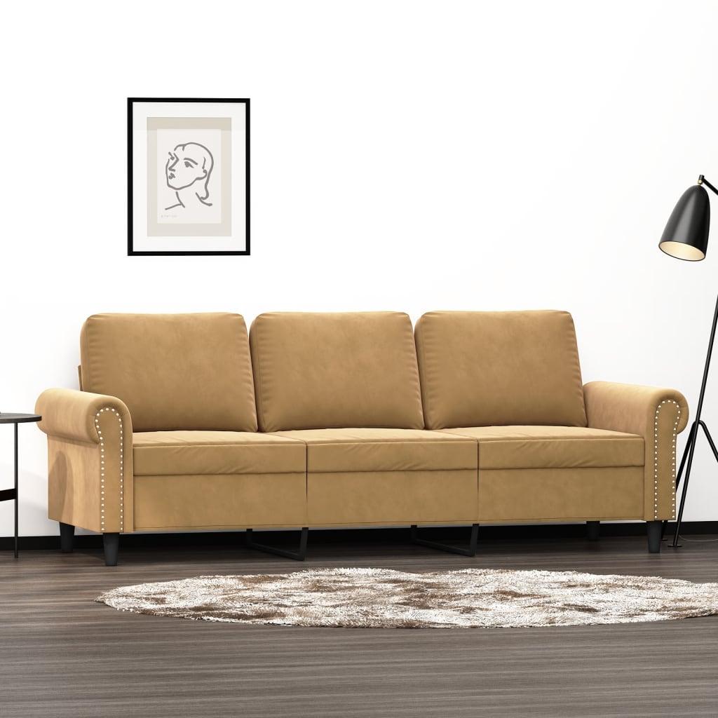 3-Personers Sofa Fløjl - 180 cm / Brun