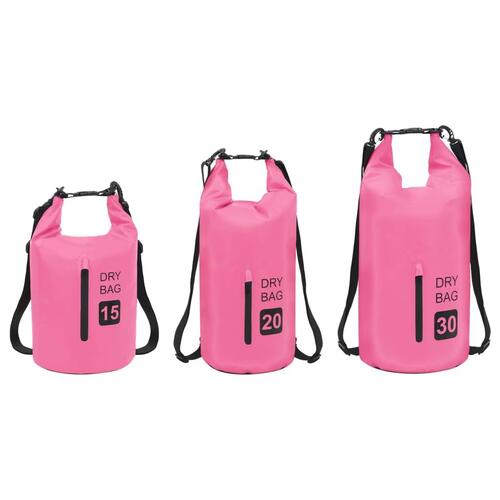 Vandtæt tørpose med lynlås 15 l PVC pink