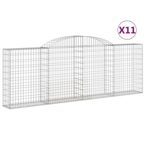 Buede gabionkurve, sæt á 11 - 300×30×100/120 cm, galvaniseret jern